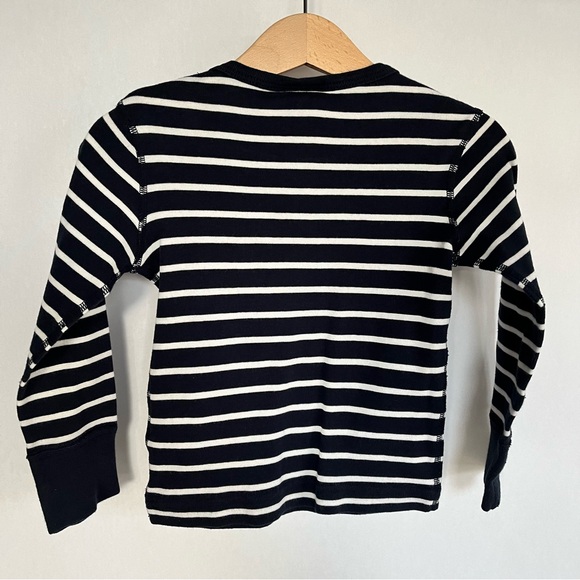 Polarn O. Pyret: Classic Stripe GOTS Long Sleeve Shirt: 1-1.5Yrs (86cm): Navy - Picture 2 of 7